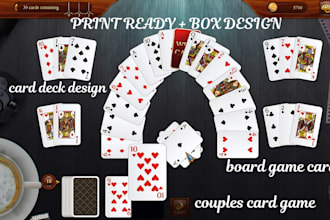 design custom party card game, couples card, printable card deck with box