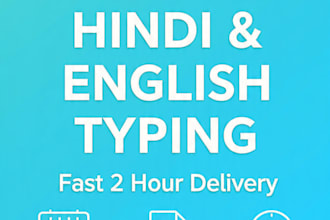 do hindi english typing and data entry in 2 hours
