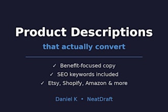 write SEO product descriptions for etsy and shopify