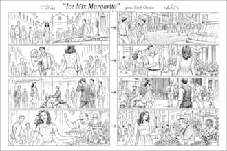 draw cinematic storyboard artist for film, commercial animation game in 2 hours