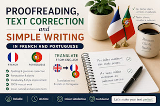 proofreading, text correction in french and portuguese