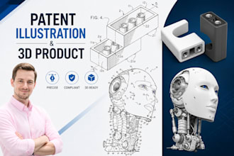 create patent illustration or utility patent drawing and 3d product