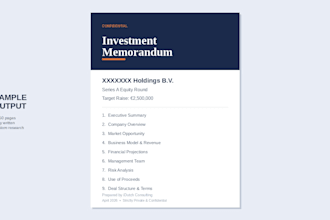 write a professional investment memorandum for fundraising or acquisition