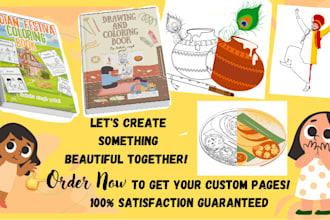 design a custom unique indian culture coloring book for kids and adults