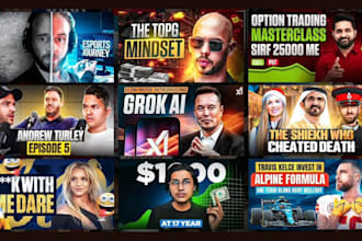 youtube thumbnail design gaming clickbait high CTR banner podcast covers logo 3d