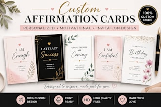 design custom affirmation card personalized card motivational invitation card