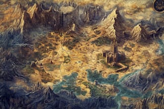 do fantasy map illustration for dnd, novels