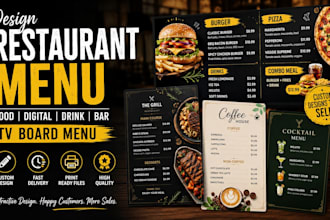 design restaurant menu food menu digital menu drink bar tv menu board