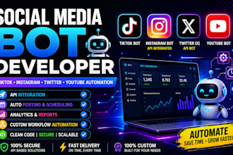 build social media bot tiktok bot twitter api bot youtube bot instagram api bot