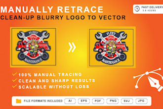 manually retrace and clean up blurry logo to vector