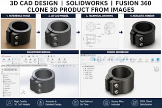 do 3d cad design, solidworks, fusion 360,clone 3d product with images design