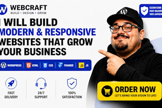 design custom wordpress site with html css framer and js for dynamic web design