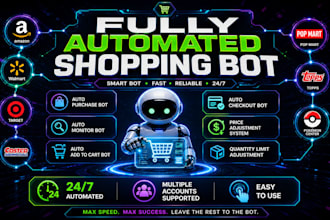 develop auto purchase pokemon bot walmart bot target bot auto shopping bot