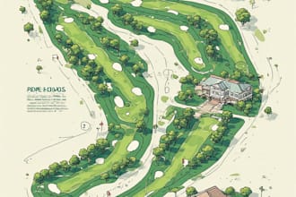 create a custom golf course vector map for yardage books