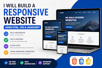 you can build a responsive website using HTML CSS javascript