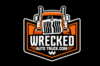 design a manly badge logo for a wrecked truck business