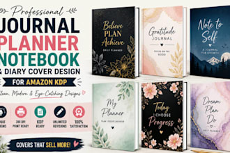 design journal, planner, notebook and diary cover for amazon KDP