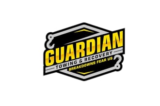 design a tough logo for new towing company guardian towing