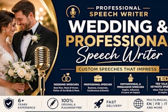 write your epic groom, best man wedding speech tribute vows, motivational speech