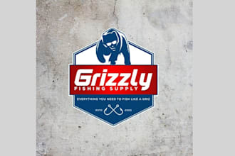 design unique grizzly fisherman logo