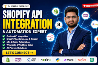 do shopify API integration, custom app development and webhook automation