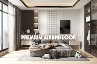 do 3d interior design and realistic 3d renderings for airbnb bedrooms