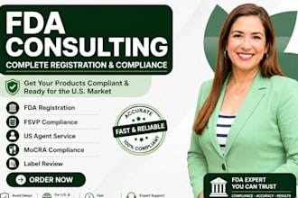 do fda registration, fsvp, US agent, mocra compliance, and label review