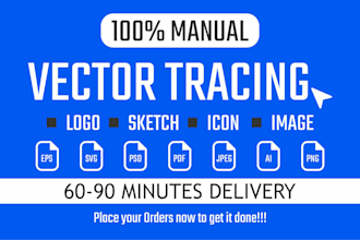 do vector tracing, replicate, logo to vector, image to vector in 3 hours