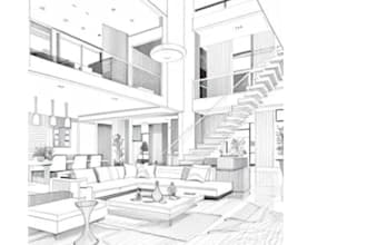 draw architectural perspective sketch from photo for presentation