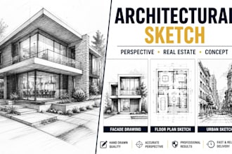 draw architectural perspective sketch from photo for presentation