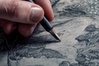 create free hand illustration fantasy with pen and ink