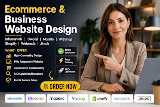 build infomaniak dropizi mozello wizishop webnode jimbo shopify website design