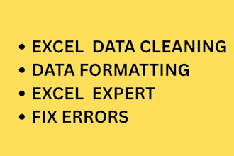 do expert excel data cleaning, data formatting, and deduplication