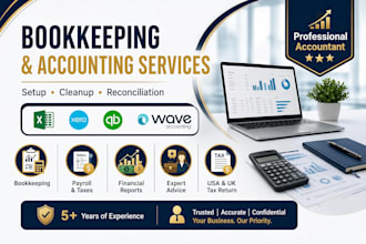 do setup, clean up, bookkeeping in quickbooks online, xero, UK, USA tax return
