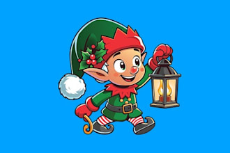 design amazing cartoon christmas light logo
