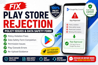 fix google play store rejected app policy issues and data safety form
