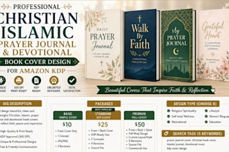 design christian, islamic, prayer journal and devotional book cover for amazon