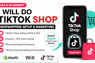 do USA UK tik tok shop dropshipping setup tiktok shop shopify wix markrting