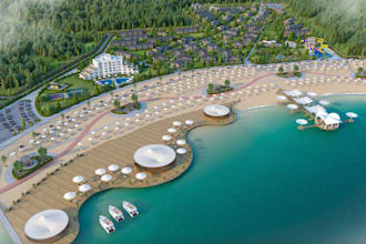 remodel 3d master plan visualization, landscape layout, resort complex rendering