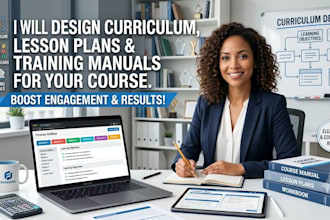 design curriculum, lesson plans, and training manuals for your course