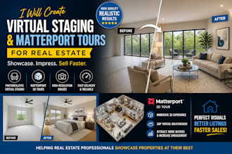 create virtual staging and matterport tours for real rstate