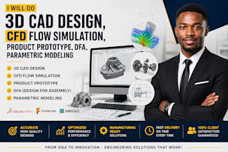 do 3d cad design cfd flow simulation, product prototyping, dfa parametric model
