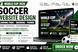 build world cup soccer landing page design booking football sport website promo