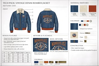 design your fashion tech pack, apparel clothing tech or mockups for production