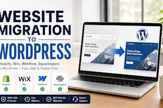 migrate from weebly, webflow, squarespace, shopify, to wordpress and wix