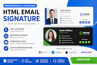design professional clickable HTML email signature