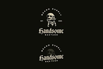 make a bold masculine logo for handsome bastard beard supply