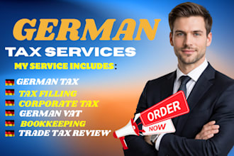 handle german tax return, vat filing, bookkeeping and corporate tax compliance