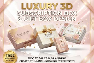 design 3d product box subscription mailer box gift box retail packaging mockup