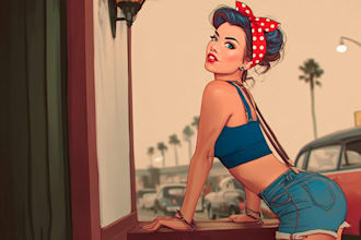 draw sexy and stylish pin up girl artwork in retro style